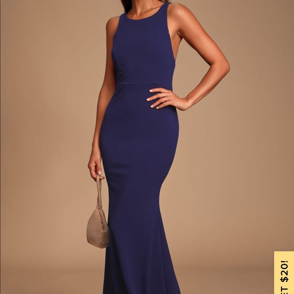 NWT Lulu’s navy blue gown